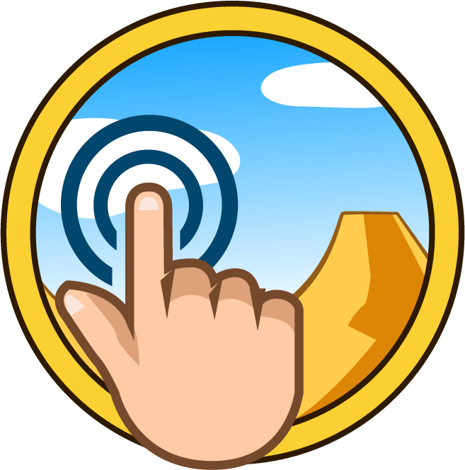 Cartoon hand tapping on cartoon sky